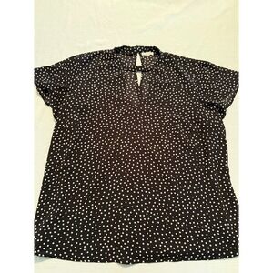 Maurices Womens Black White Polka Dot Mock Neck Keyhole Blouse Size 2 Plus